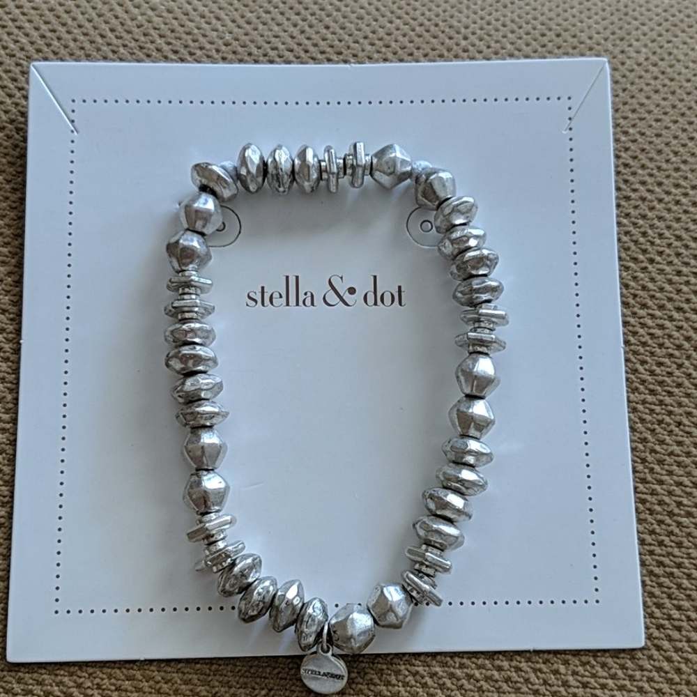 Stella & Dot Nicholette Silver and Stretc Bracelet